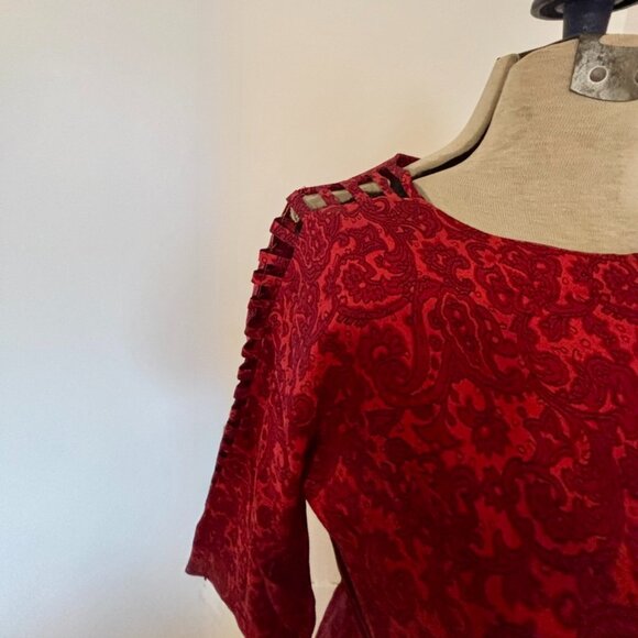 Spectacular Vintage Red Dress with Amazing Peek-a-Boo arm detail (size 10) - Picture 7 of 10